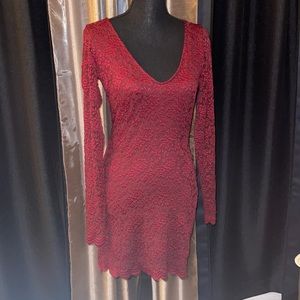 Burgundy laces long sleeve dress